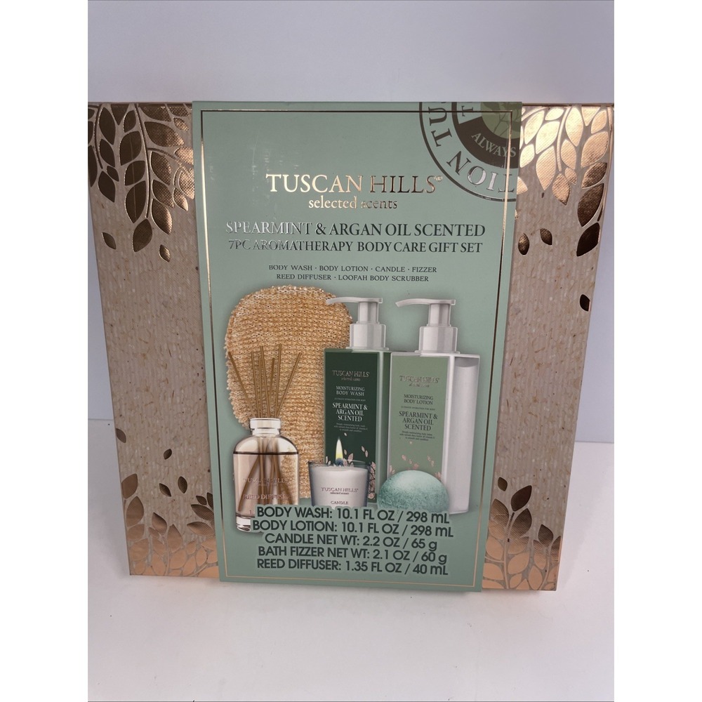 7-pc TUSCAN HILLS Aromatherapy Body Care Gift Set Spearmint & Argan Oil Scented
